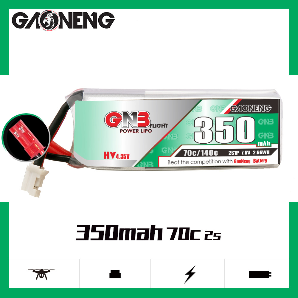 GAONENG GNB 2S 7.6V 350mAh 70C - đánh giá và giá Drone Battery Lipo